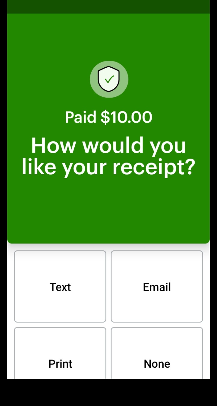 Receipt selection screen.